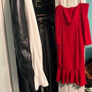 Posh Couture Red Long Sleeve Off Should Cocktail Dress/ Size M